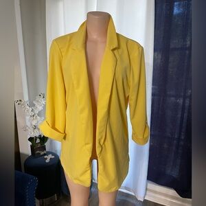 Wearever Yellow Roll tab 3/4 sleeve Women's Blazer Size XL Vibrant coat